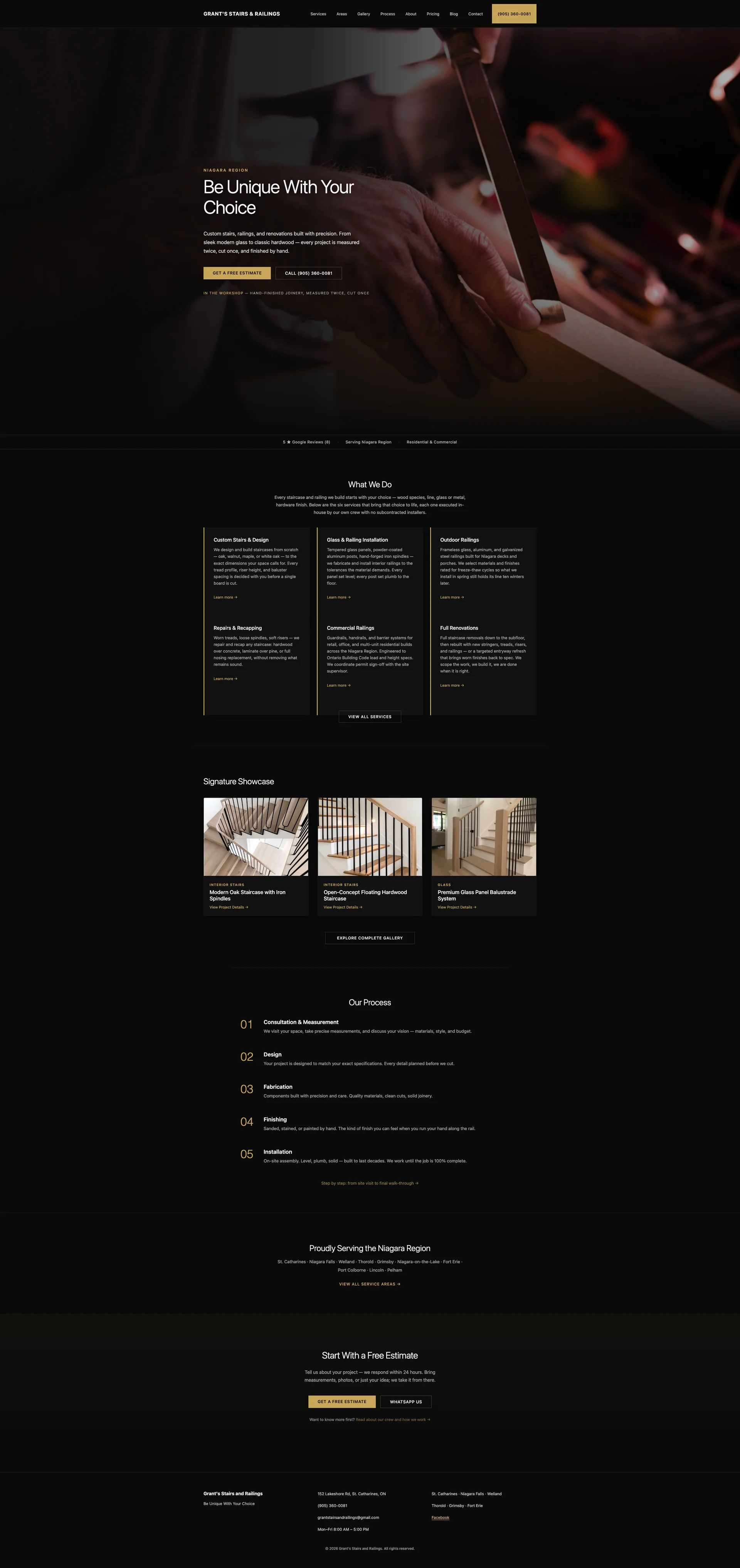 Full-length screenshot of niagarastairs.ca